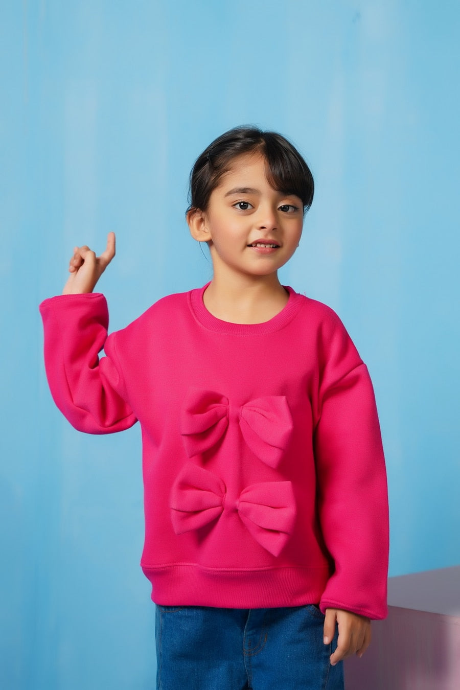 Bow Charm Sweatshirt - Hot Pink