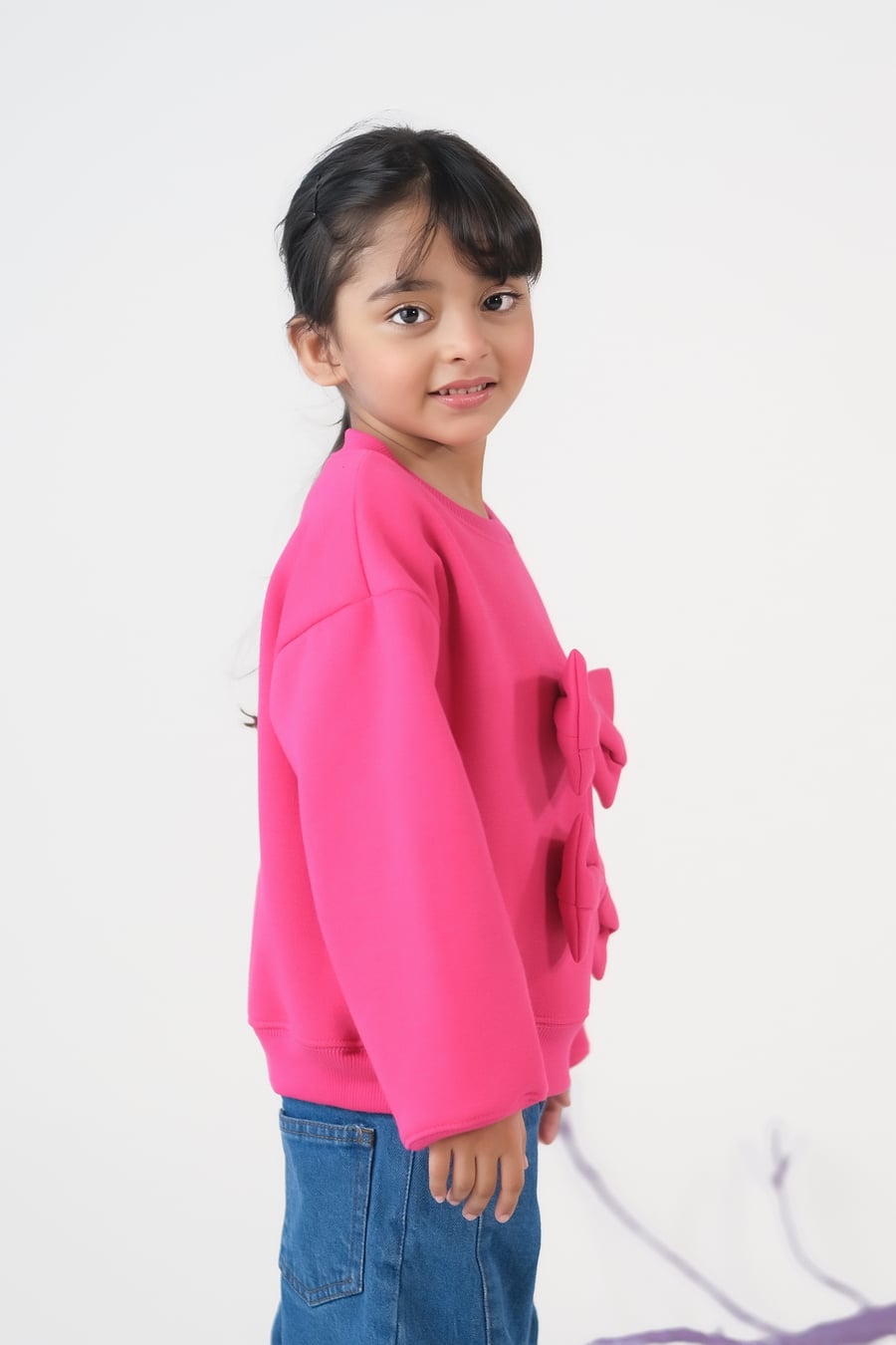 Bow Charm Sweatshirt - Hot Pink