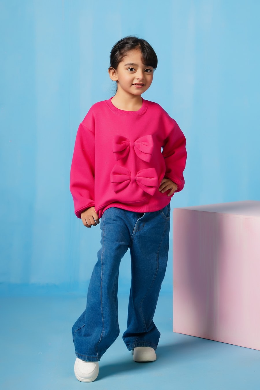 Bow Charm Sweatshirt - Hot Pink