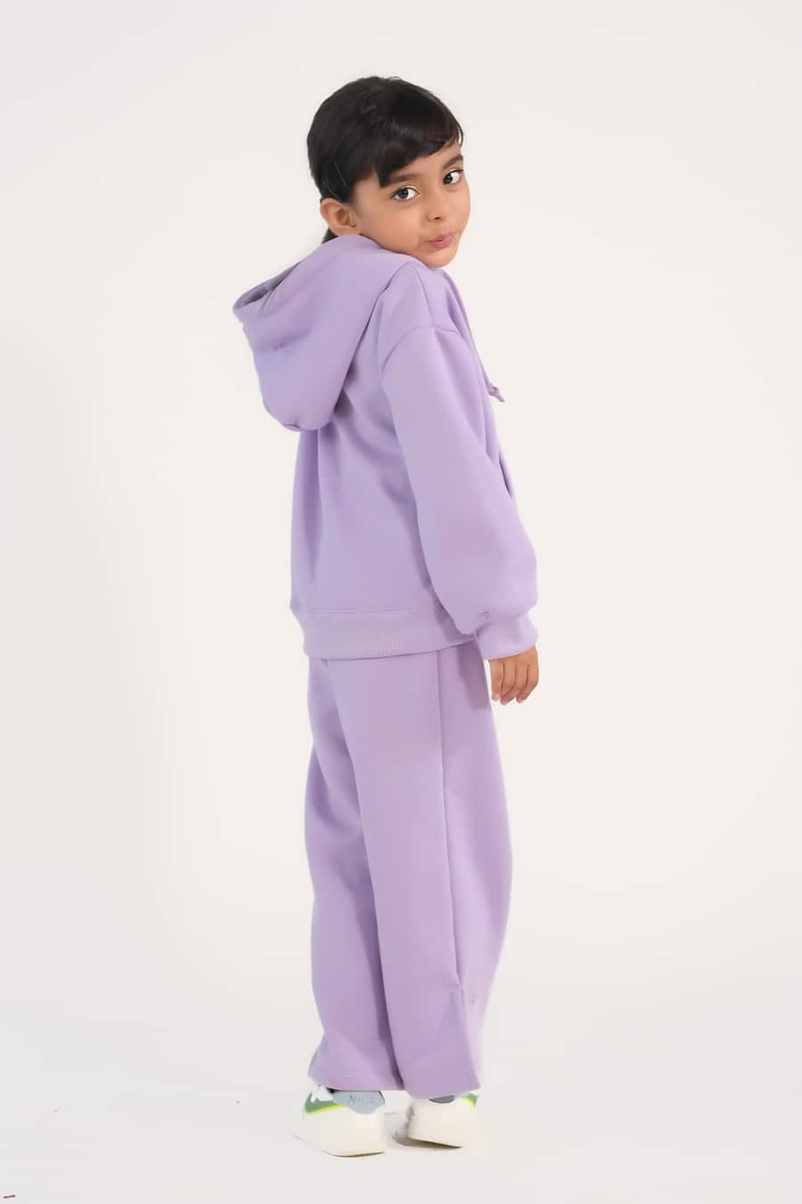 Hoodie With Slit Open Flared Pants - Lilac