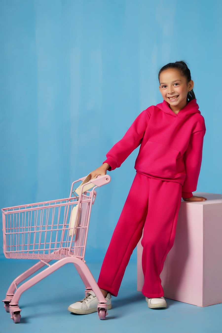 Hoodie With Slit Open Flared Pants - Hot Pink