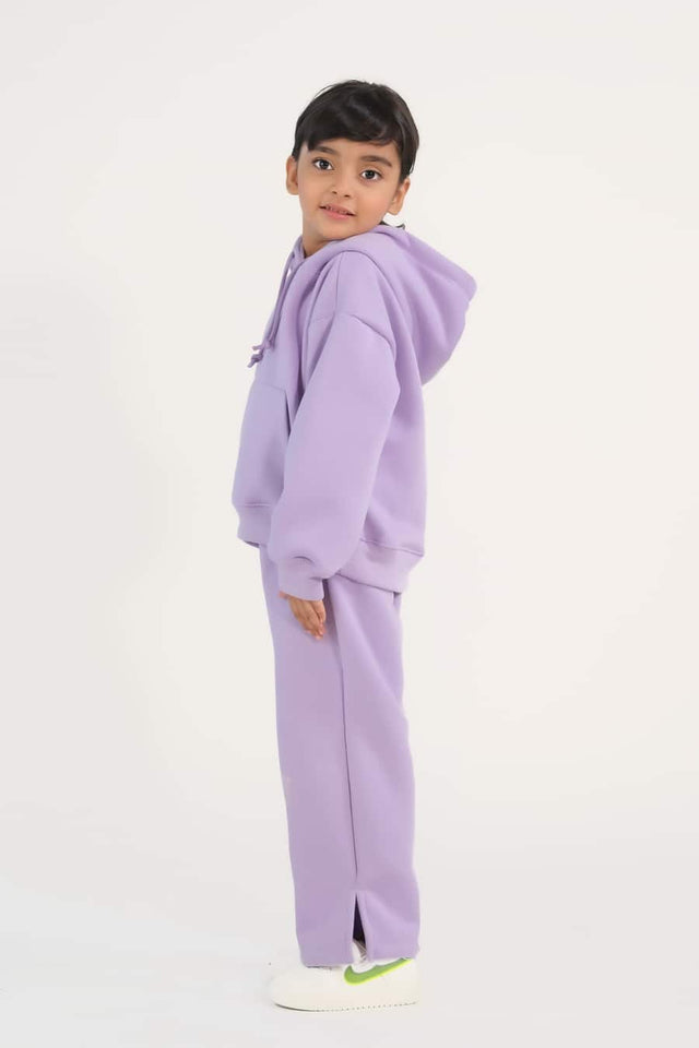 Hoodie With Slit Open Flared Pants - Lilac
