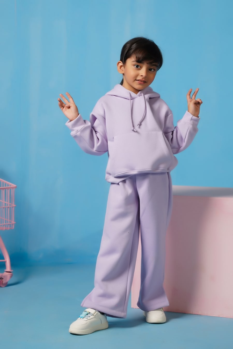 Hoodie With Slit Open Flared Pants - Lilac