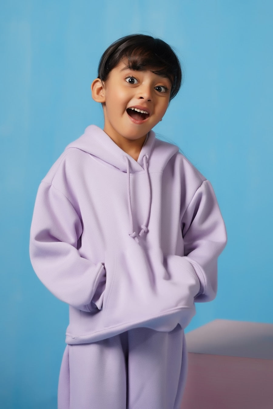 Hoodie With Slit Open Flared Pants - Lilac