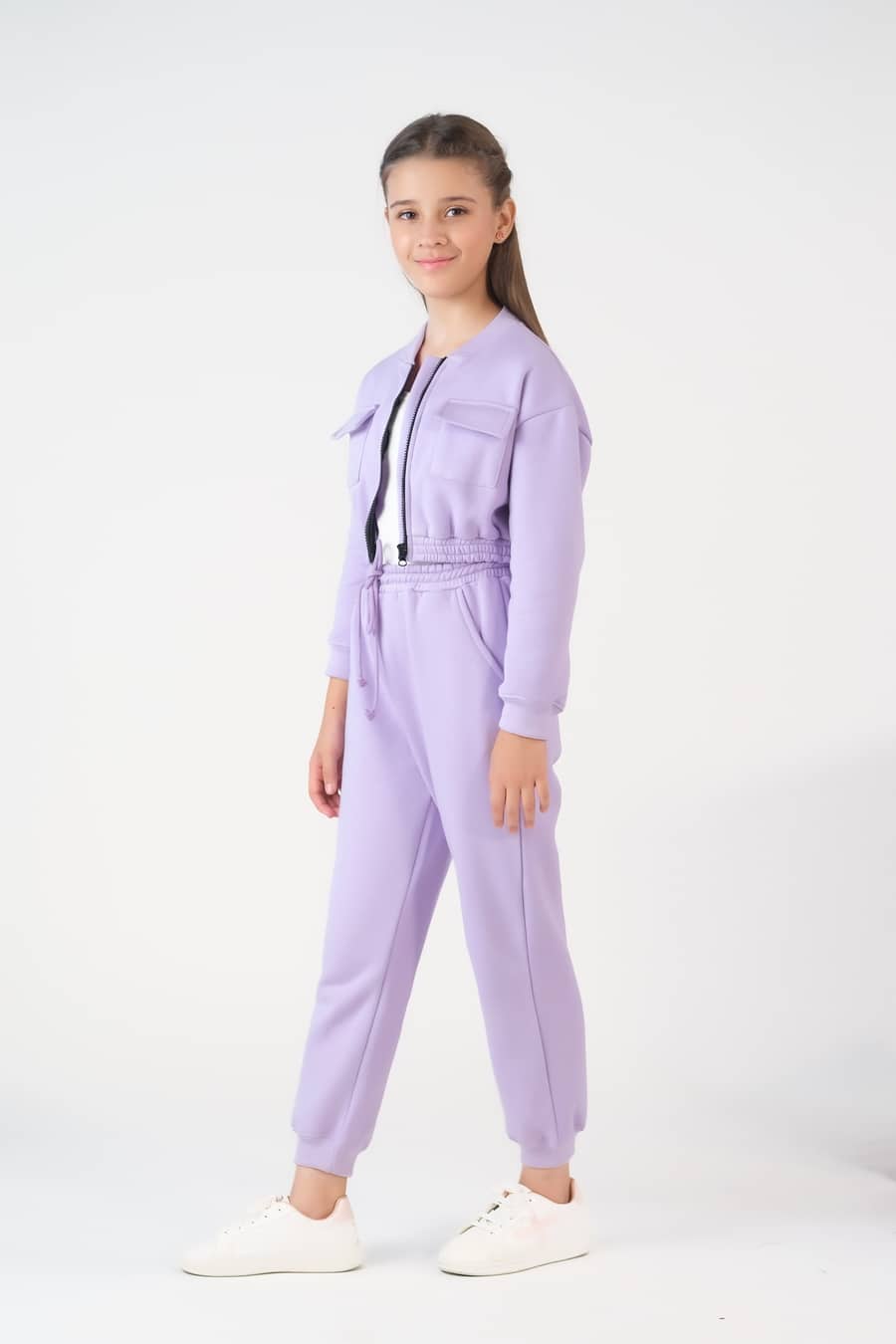 Crop Jacket With Jogger Pant - Lilac