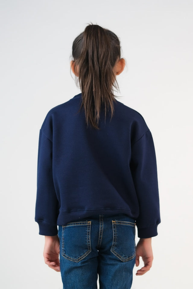 Sweatshirt With Flap - Navy Blue