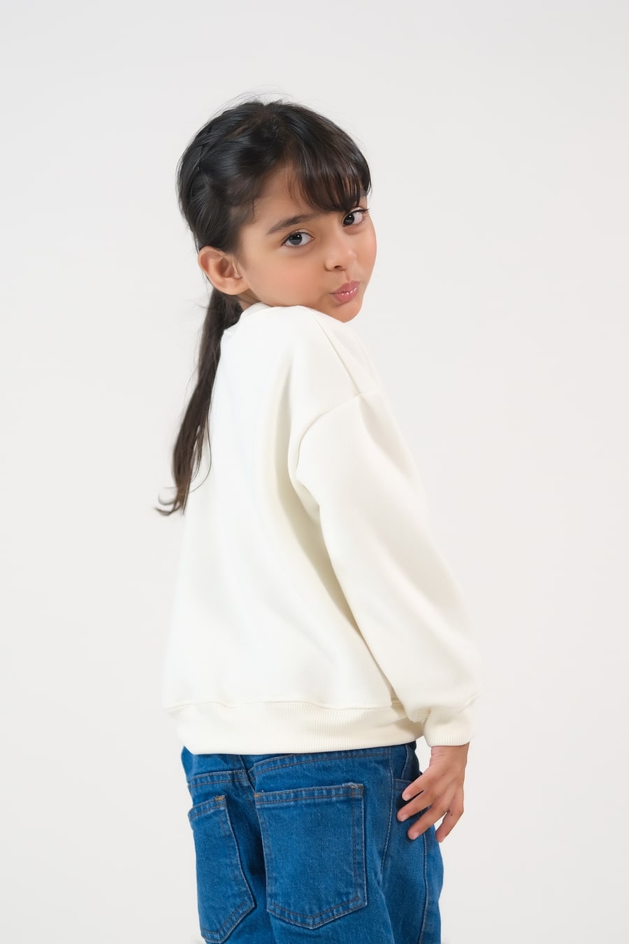 Sweatshirt With Flap- Cream White
