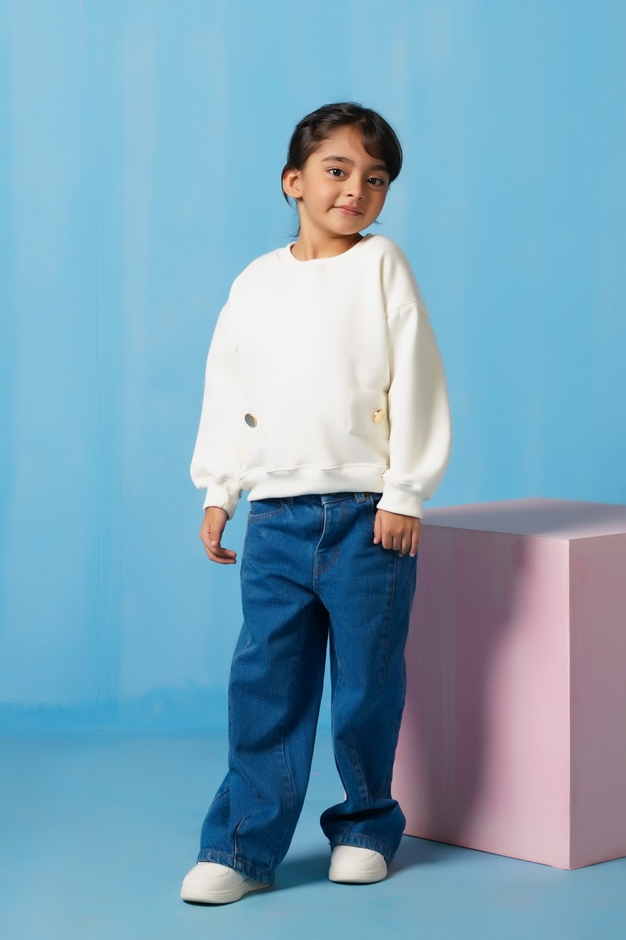 Sweatshirt With Flap- Cream White