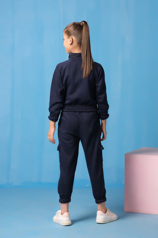 Half Zip Sweatshirt With Joggers Pants - Navy