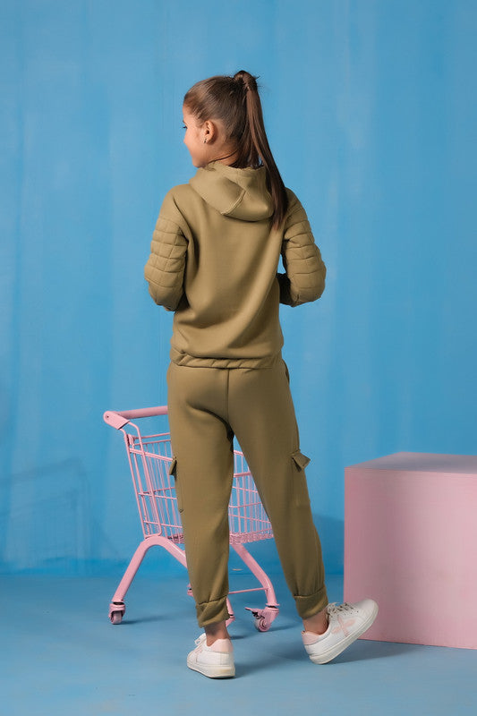 Quilted Panel Hoodie With Jogger Pants - Mint Green