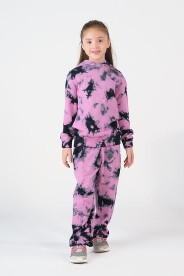 Tie Die Hoodie With Jogger Pants - Tea Pink