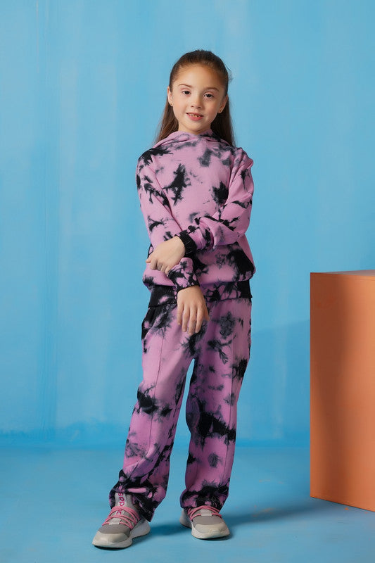 Tie Die Hoodie With Jogger Pants - Tea Pink