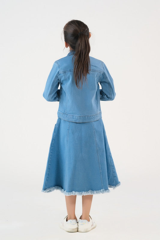 Jacket - Light Wash - Denim - denim, kids, western, Kids, Kids-Winter - Sprinkles Pakistan