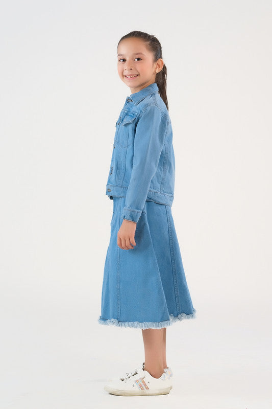 Jacket - Light Wash - Denim - denim, kids, western, Kids, Kids-Winter - Sprinkles Pakistan