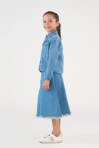 Jacket - Light Wash - Denim - denim, kids, western, Kids, Kids-Winter - Sprinkles Pakistan