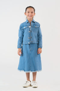 Jacket - Light Wash - Denim - denim, kids, western, Kids, Kids-Winter - Sprinkles Pakistan