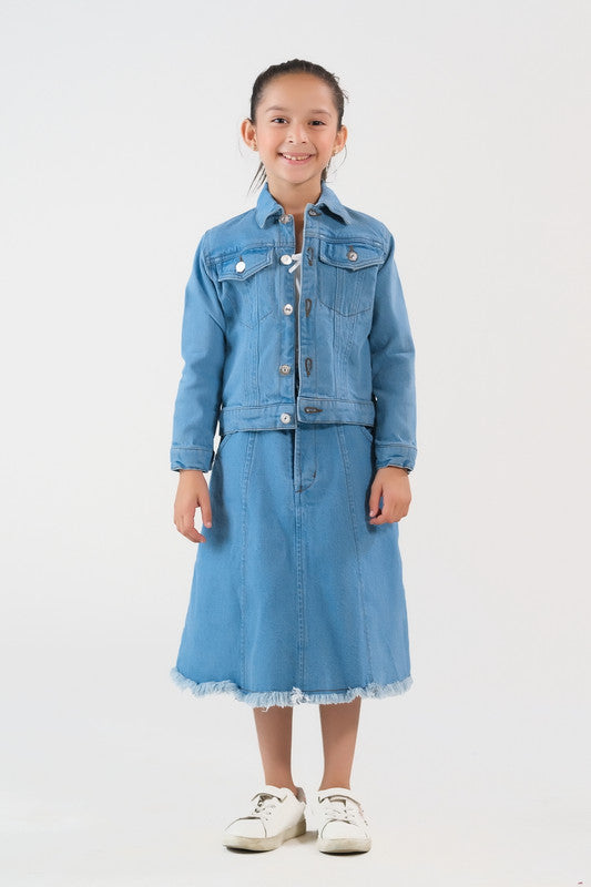 Jacket - Light Wash - Denim - denim, kids, western, Kids, Kids-Winter - Sprinkles Pakistan
