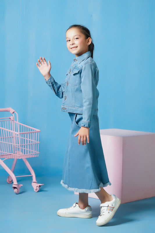 Jacket - Light Wash - Denim - denim, kids, western, Kids, Kids-Winter - Sprinkles Pakistan
