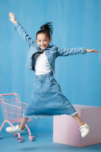 Jacket - Light Wash - Denim - denim, kids, western, Kids, Kids-Winter - Sprinkles Pakistan