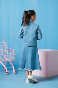 Jacket - Light Wash - Denim - denim, kids, western, Kids, Kids-Winter - Sprinkles Pakistan