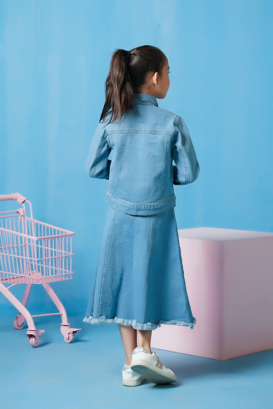 Jacket - Light Wash - Denim - denim, kids, western, Kids, Kids-Winter - Sprinkles Pakistan
