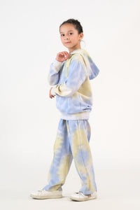 Tie Dye Hoodie With Jogger Pants - Sky Green - Terrycloth - co-ord-sets-western, kids, kids-winter, western - Sprinkles Pakistan