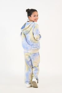 Tie Dye Hoodie With Jogger Pants - Sky Green - Terrycloth - co-ord-sets-western, kids, kids-winter, western - Sprinkles Pakistan