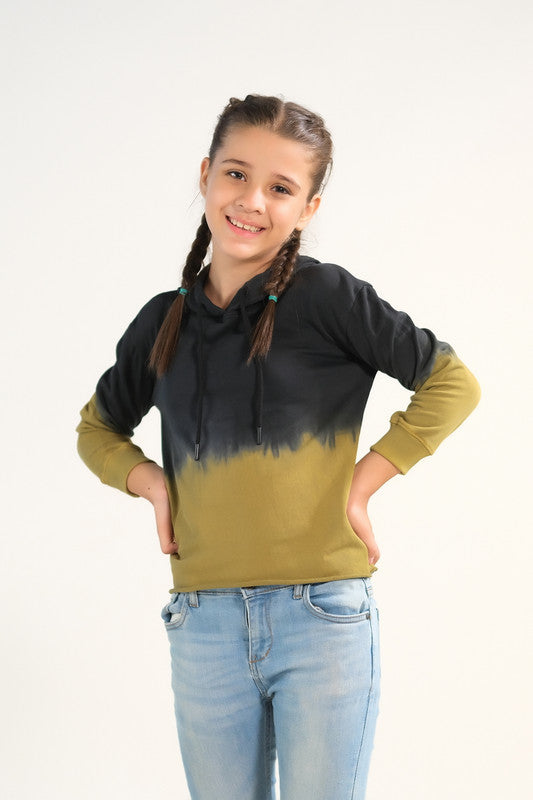 Tie Dye Lace Up Hoodie- Black