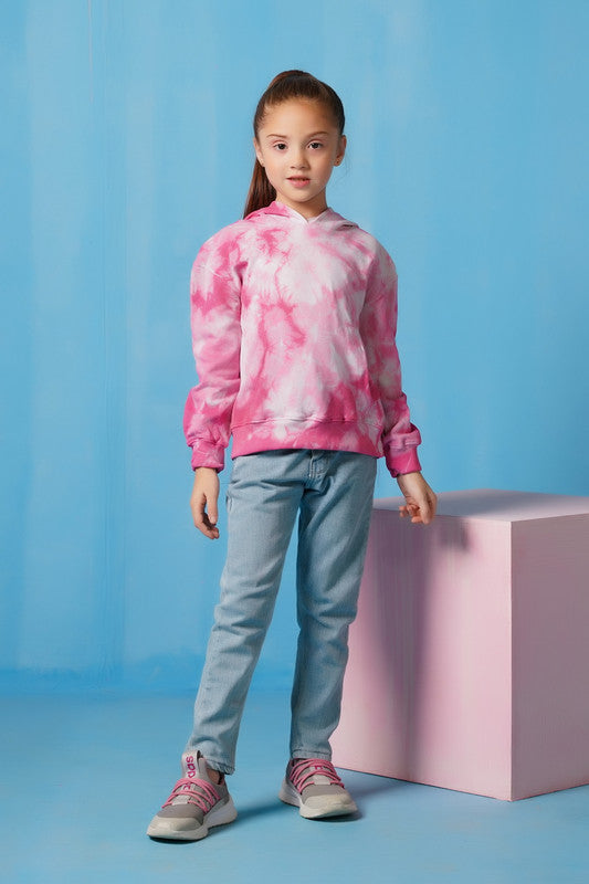 Terry Cloth Graphic Hoodie - Pink