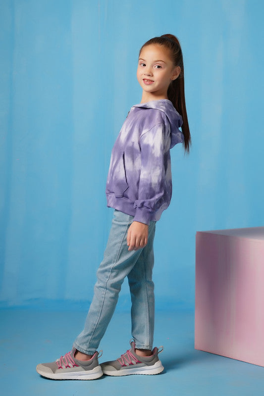 Terry Cloth Zip Up Hoodie - Purple