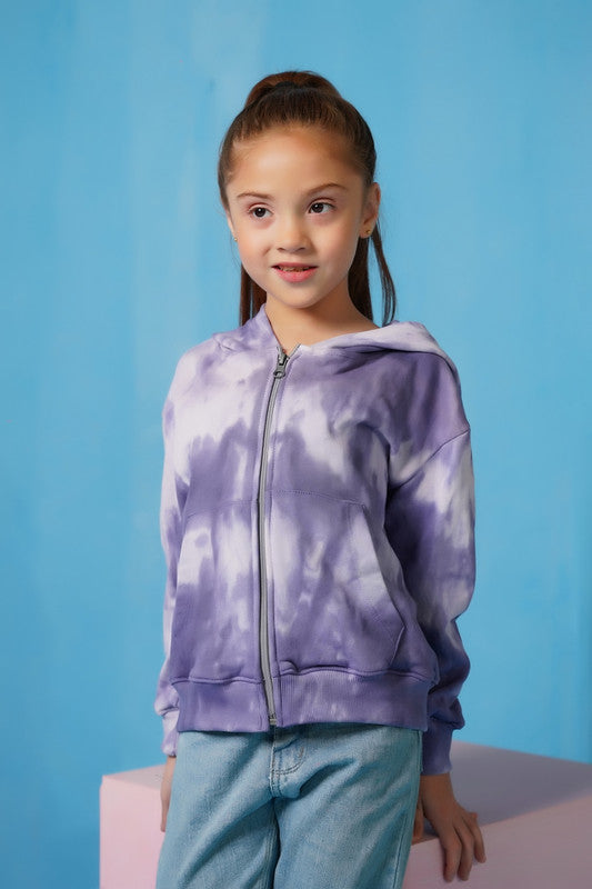 Terry Cloth Zip Up Hoodie - Purple