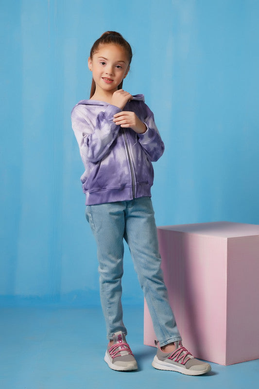 Terry Cloth Zip Up Hoodie - Purple