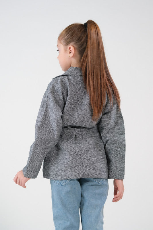 Cross Wrap Belted Coat - Grey