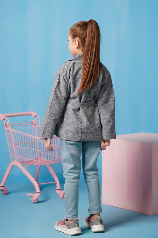 Cross Wrap Belted Coat - Grey