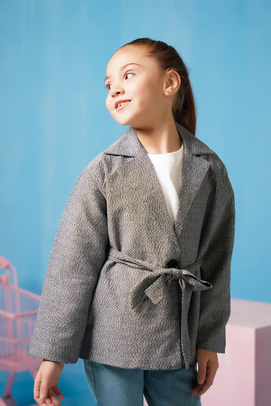 Cross Wrap Belted Coat - Grey