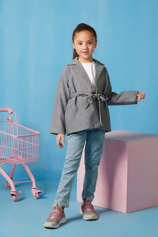Cross Wrap Belted Coat - Grey