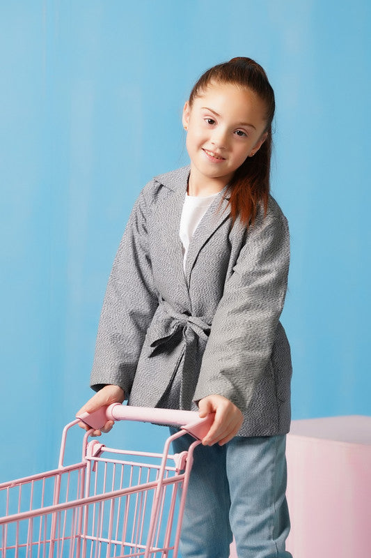 Cross Wrap Belted Coat - Grey