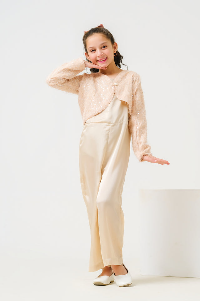 Chic Sparkle Ensemble Jumpsuit with Bolero Jacket