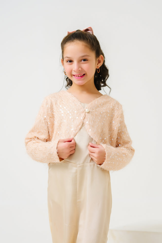 Chic Sparkle Ensemble Jumpsuit with Bolero Jacket