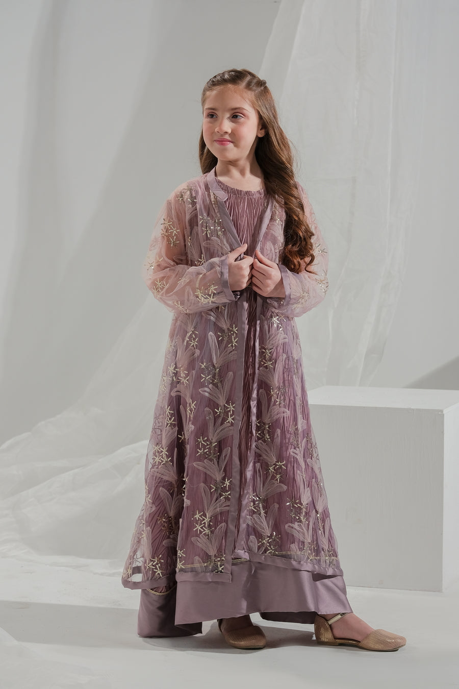 Elara - 2pcs Long Dress + Sequined Net