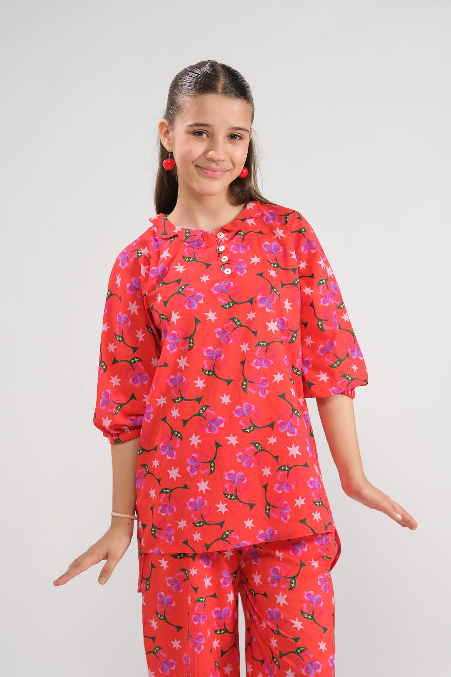 Cherry Blossom - Co-ord Set - Cotton Mix - 2pcs-ready-to-wear, Kids Co-Ord Set - Sprinkles Pakistan