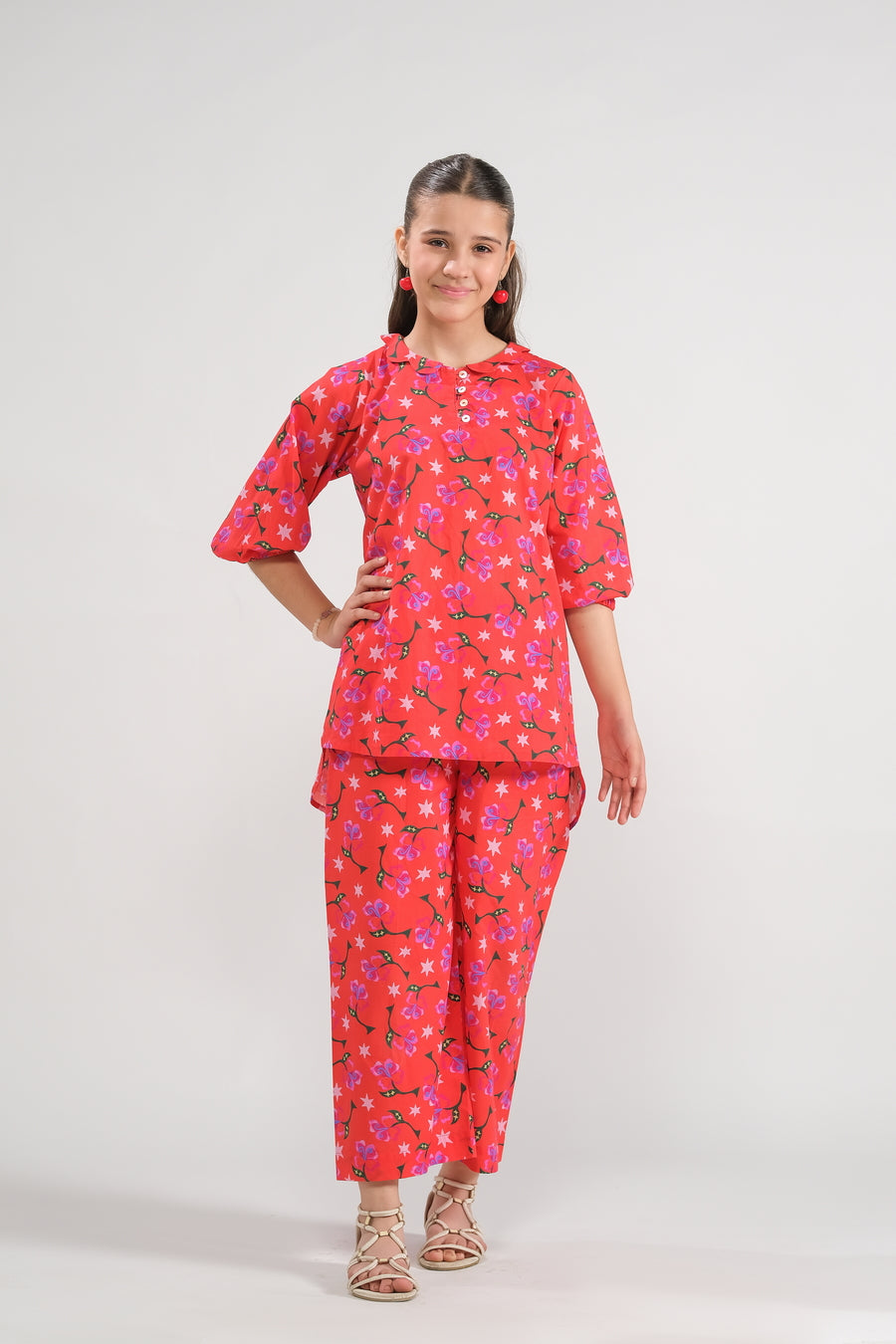 Cherry Blossom - Co-ord Set - Cotton Mix - 2pcs-ready-to-wear, Kids Co-Ord Set - Sprinkles Pakistan