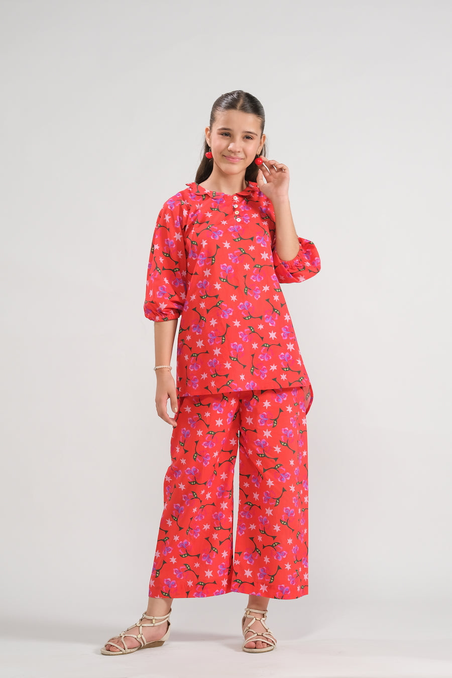 Cherry Blossom - Co-ord Set - Cotton Mix - 2pcs-ready-to-wear, Kids Co-Ord Set - Sprinkles Pakistan