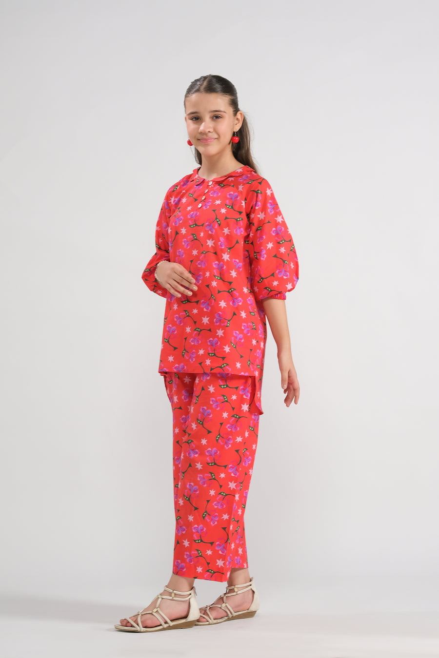 Cherry Blossom - Co-ord Set - Cotton Mix - 2pcs-ready-to-wear, Kids Co-Ord Set - Sprinkles Pakistan