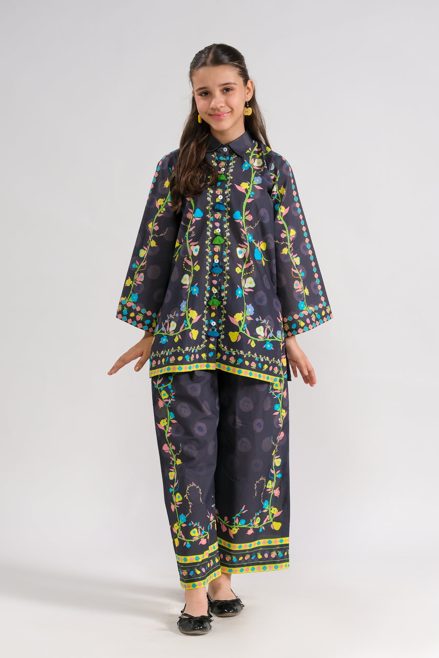 Midnight Flora - 2pcs - Poly Lawn - 2pcs-ready-to-wear - Sprinkles Pakistan