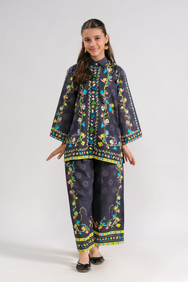 Midnight Flora - 2pcs - Poly Lawn - 2pcs-ready-to-wear - Sprinkles Pakistan