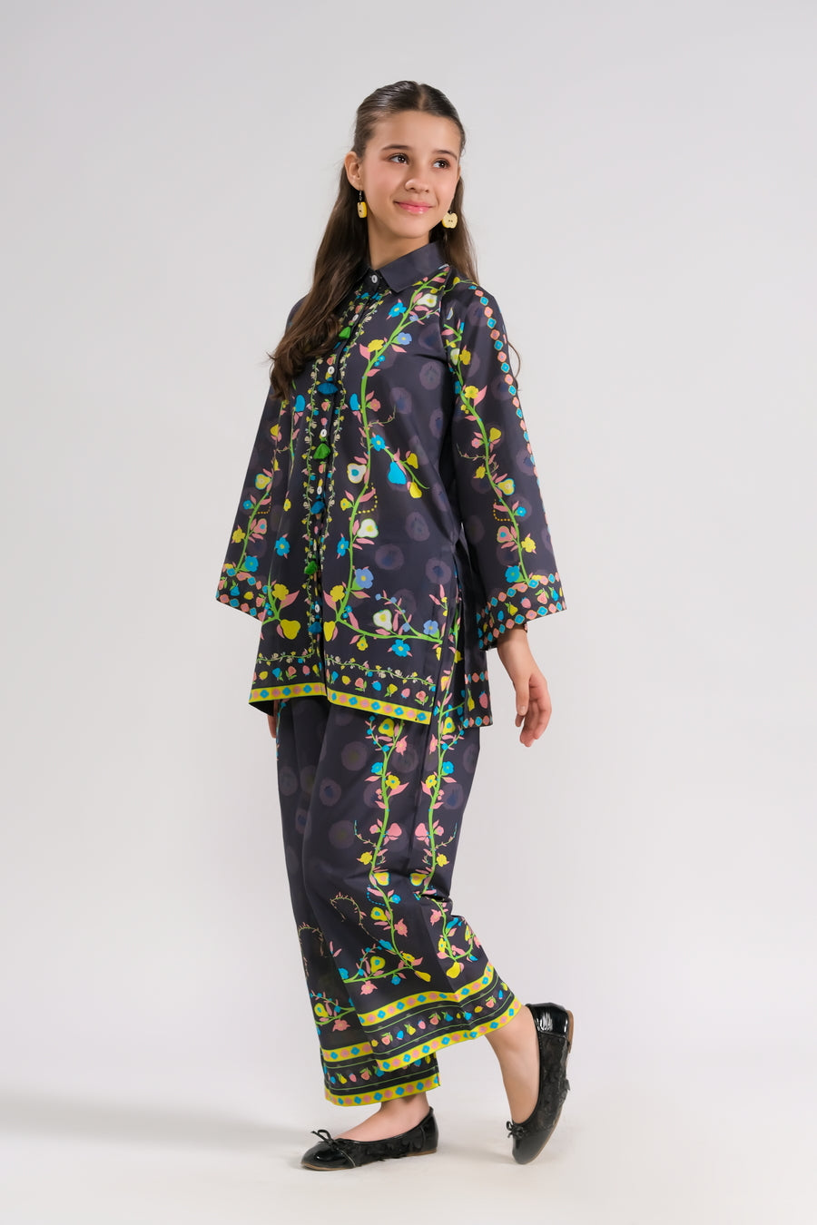Midnight Flora - 2pcs - Poly Lawn - 2pcs-ready-to-wear - Sprinkles Pakistan