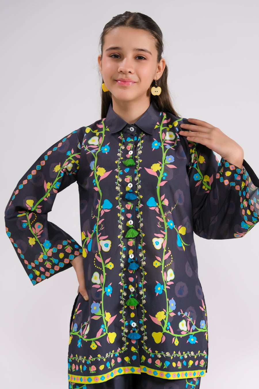 Midnight Flora - 2pcs - Poly Lawn - 2pcs-ready-to-wear - Sprinkles Pakistan