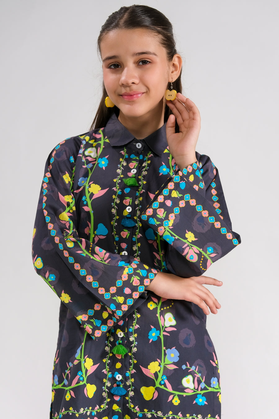 Midnight Flora - 2pcs - Poly Lawn - 2pcs-ready-to-wear - Sprinkles Pakistan