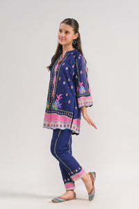 Navy Blossom - 2pcs - Poly Lawn - 2pcs-ready-to-wear - Sprinkles Pakistan